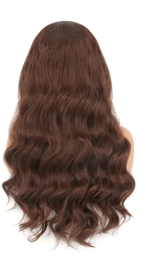 Long Wavy Synthetic Lace Front Wig for Black Women – Heat-Resistant Natural Black Wigs, Swiss Lace, Daily Use