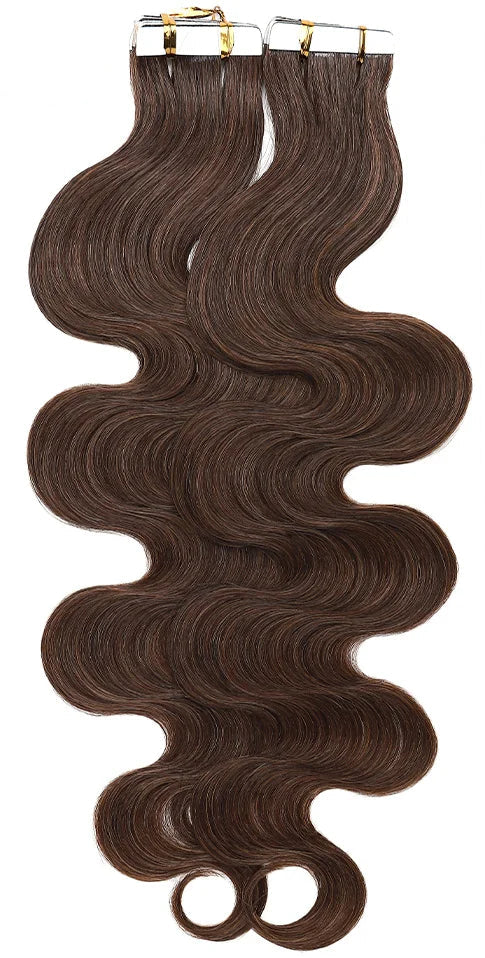Premium Tape In Hair Extensions – 100% Human Hair, Wavy, Ombre & Piano Colors, 12" to 24", Reusable, Length & Volume Enhancement, Dyeable & Permed
