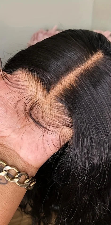 Premium 26+ Inch Straight 4x4 Lace Wig – Natural Human Hair, Pre-Plucked, Transparent Swiss Lace, Can Be Permed"