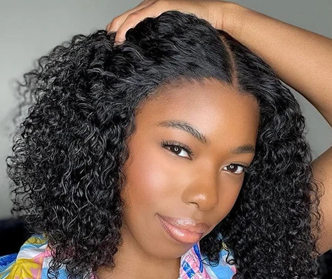 Short Deep Wave Bob Wig – 100% Hair, Transparent Lace, Glueless Design