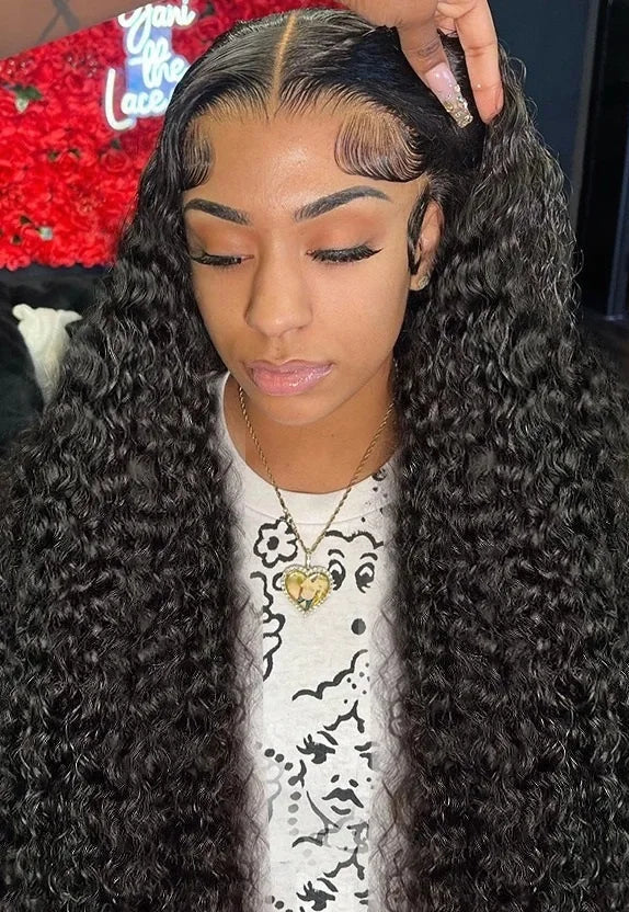 Long Deep Wave Lace Front Wig – 26+ Inch Hair, Swiss Lace, Transparent Lace Closure