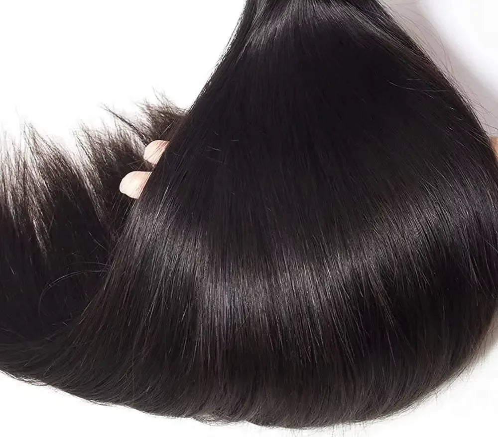 100% Straight Human Hair Weave – Dyeable, Permable, and Chemical-Free Extensions"