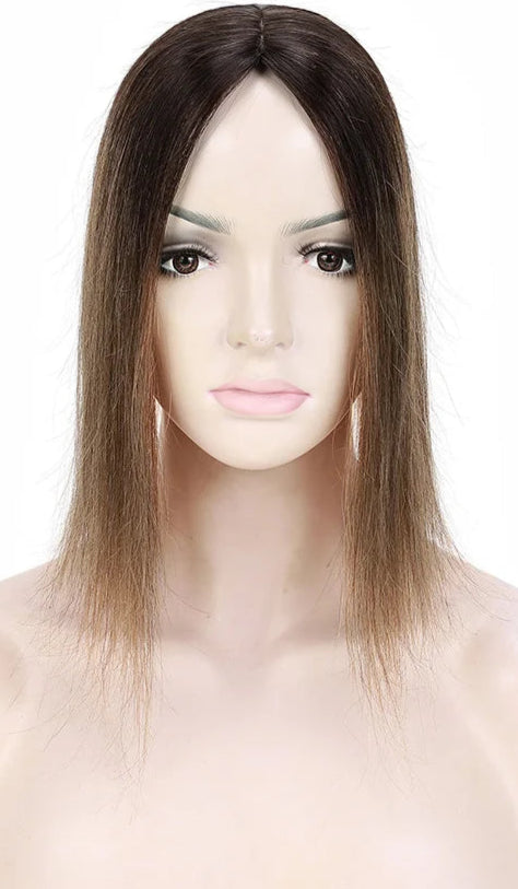 100% Indian Human Hair Topper with Silk Base - Natural Straight, Tangle-Free & Lightweight