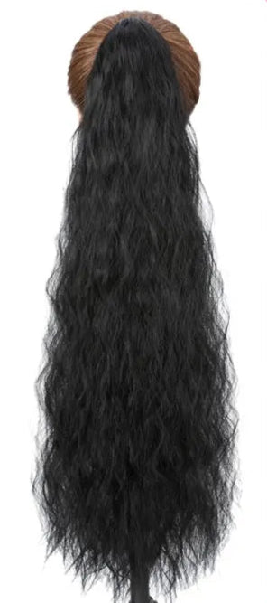 32-Inch Corn Wave Highlight Drawstring Ponytail – Natural-Looking Synthetic Extension