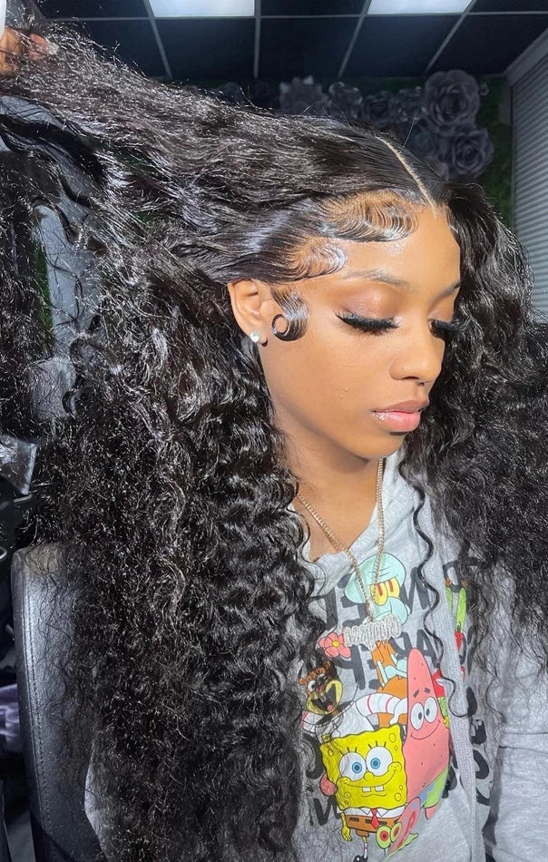 Deep Wave HD Lace Frontal Wig – 13x6 Lace Front, 100% Human Hair, 26-40 Inch, Pre-Plucked Hairline, 150%-250% Density