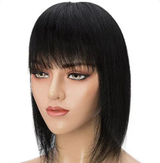 100% Human Hair Topper with Bangs – Straight Style, Natural Hairline, Tangle-Free