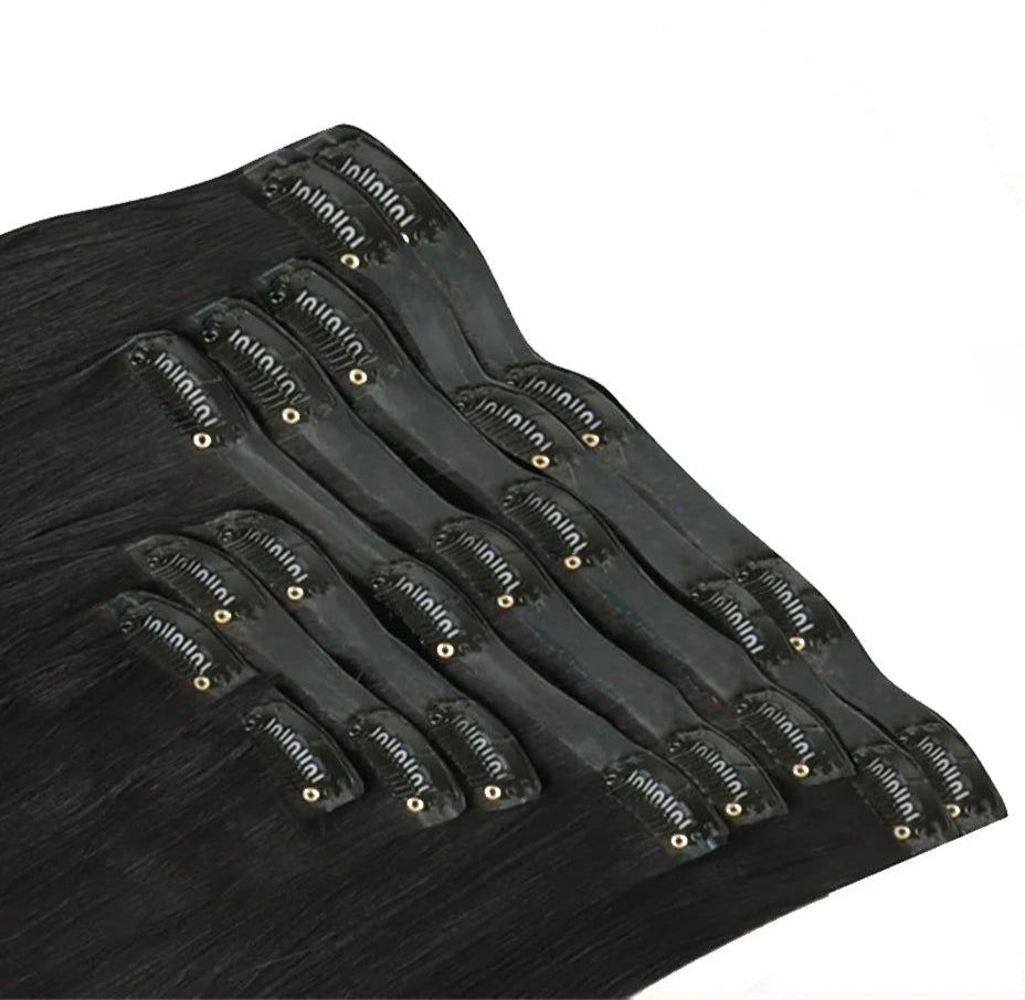 Silky Straight Clip-In Hair Extensions - Pure Color, Perm & Dye Ready, 10pcs/Set