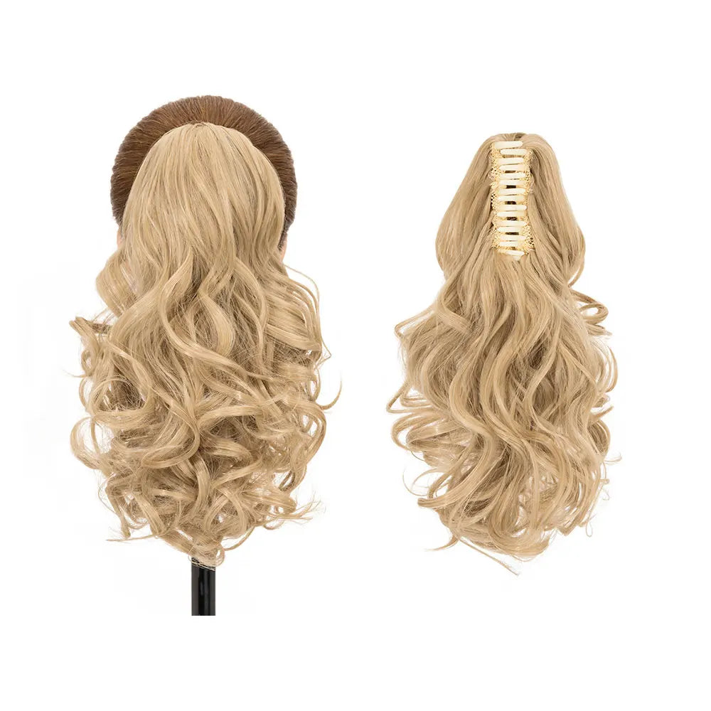 14-Inch Natural Curly Clip-In Hair Extensions – High-Quality Synthetic Fiber in Piano Colors