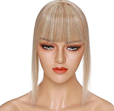 100% Human Hair Topper with Bangs – Straight Style, Natural Hairline, Tangle-Free