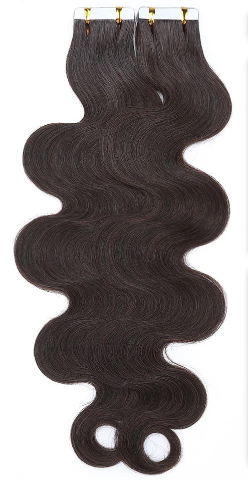 Premium Tape In Hair Extensions – 100% Human Hair, Wavy, Ombre & Piano Colors, 12" to 24", Reusable, Length & Volume Enhancement, Dyeable & Permed