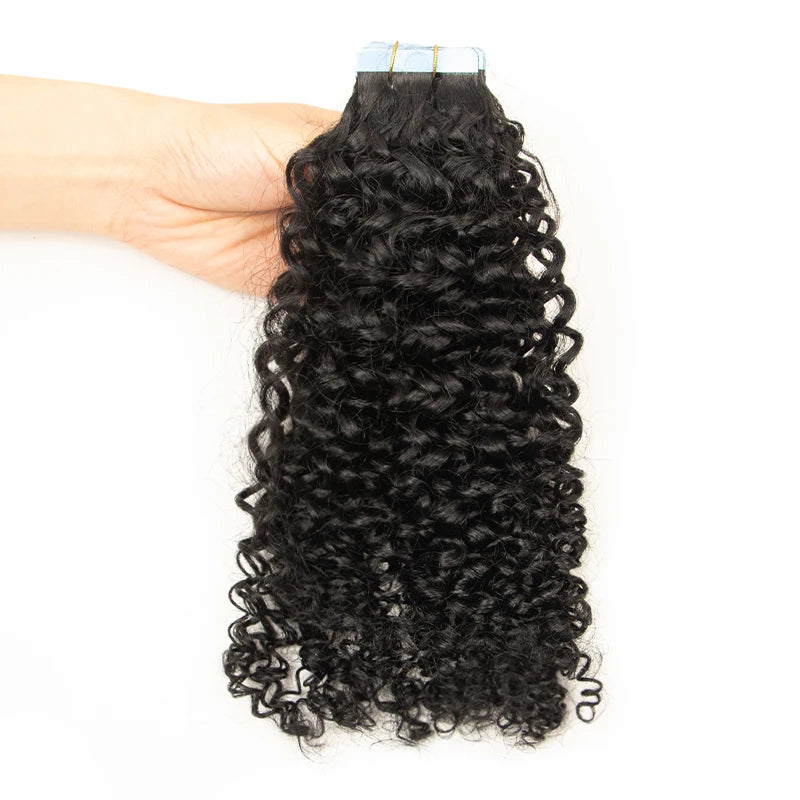 Premium 100% Human Hair Tape-In Extensions – Silk Straight, Body Wave, Kinky Curly, Water Wave | 12-26 Inch, 20-80 Pieces