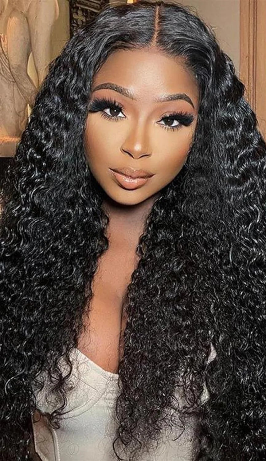 Deep Wave Lace Front Wig – 18-24 Inch, Swiss Lace, 200% Density, Natural Off-Black