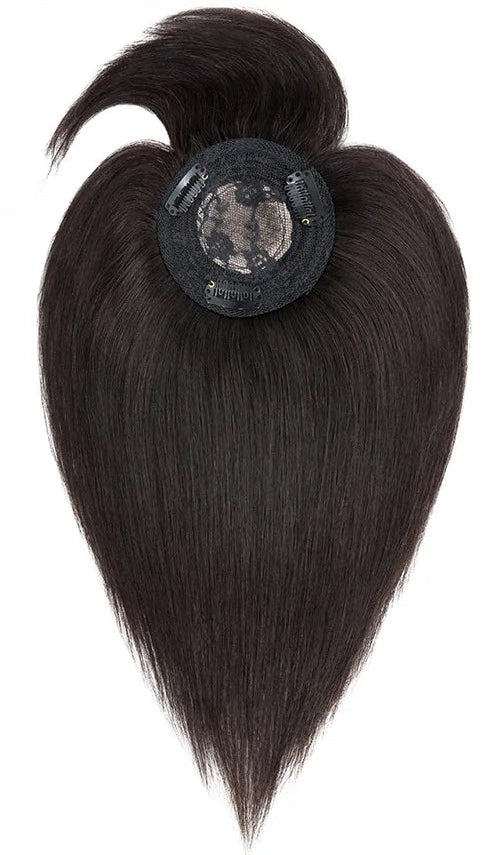 Premium Human Hair Topper with Bangs – 100% Real Hair, Straight, Natural Hairline
