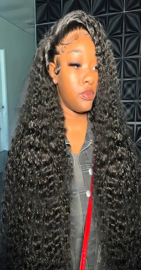 26+ Inch Deep Wave Hair Lace Front Wig – Transparent Swiss Lace, Dye-Friendly, Natural Glam