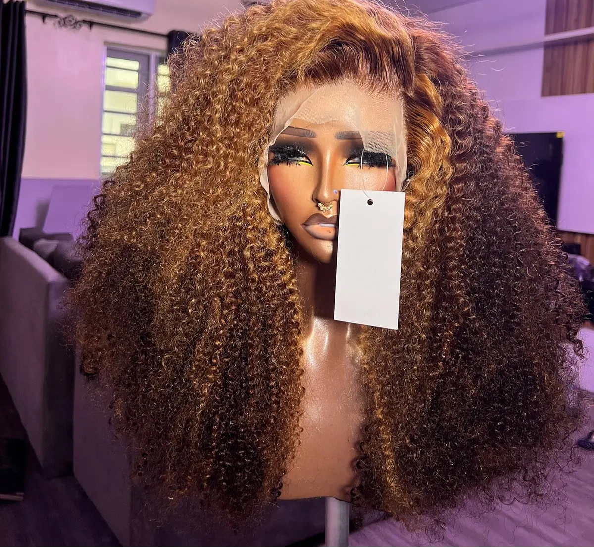 Kinky Curly Lace Front Wig – 100% Hair, Pre-Plucked, HD Lace, Highlight P4/30, 18-24 Inch