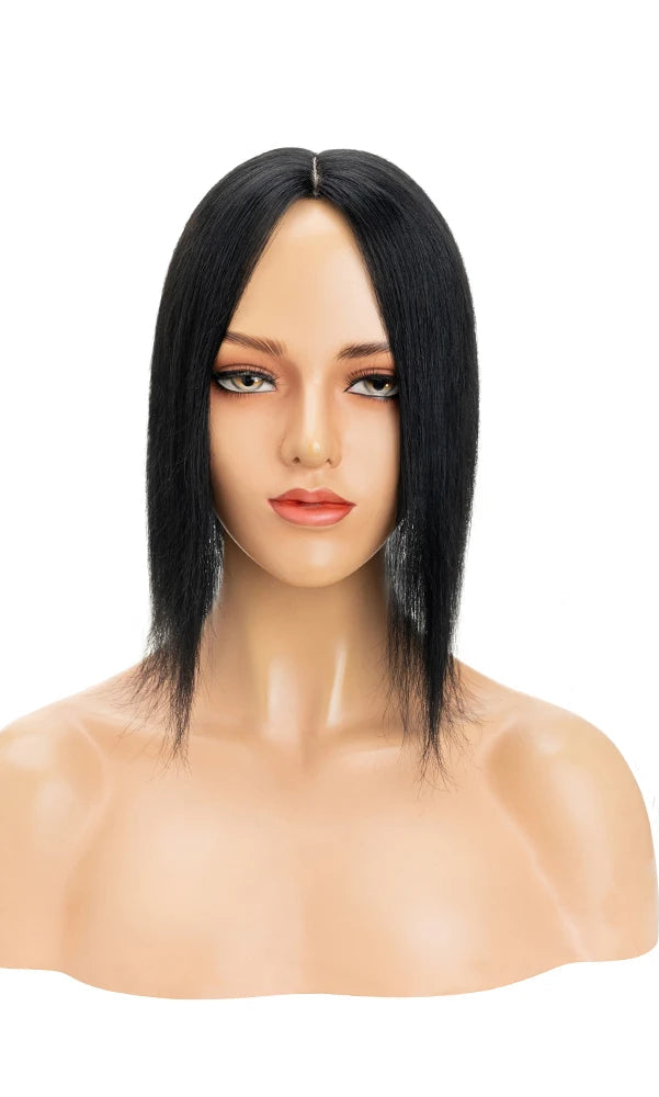 Premium Human Hair Topper – Silk Base, Straight Texture, 13 Color Options