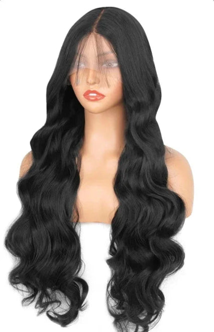 Natural-Looking Wavy Synthetic Lace Wig – Body Wave Daily Use Wig with Heat Resistance