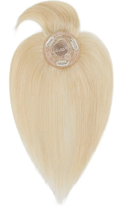 Premium Human Hair Topper with Bangs – 100% Real Hair, Straight, Natural Hairline