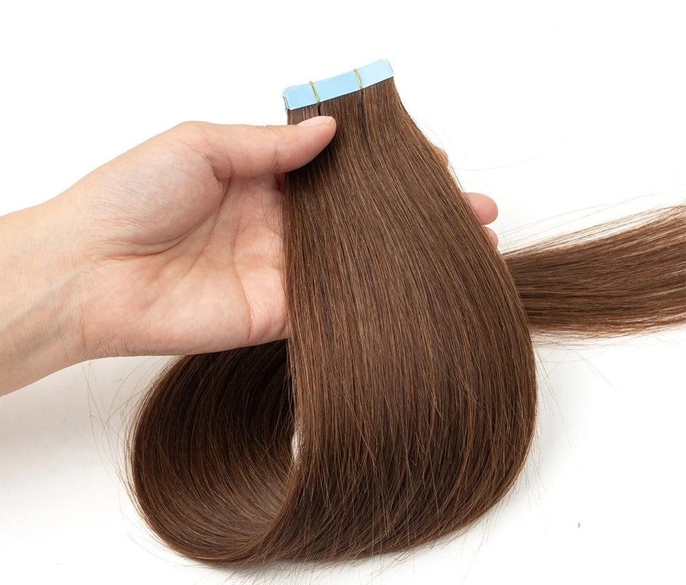 Premium Tape-In Human Hair Extensions - 100% Natural Straight Remy Hair | Easy Installation for Women (12"-24")