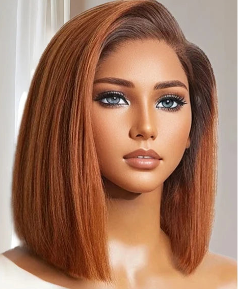 Short Straight Human Hair Wig – Transparent Lace Front, Hair, Natural Look