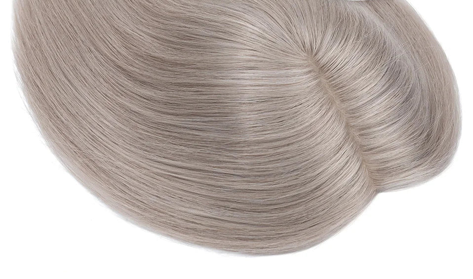 100% Human Hair Topper with Silk Base – Natural Hairline, Tangle-Free, Lightweight & Durable