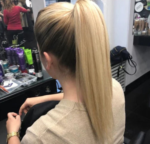 Ombre Straight Clip-In Wrap Around Ponytail – 100% Human Hair, Dye & Heat Safe