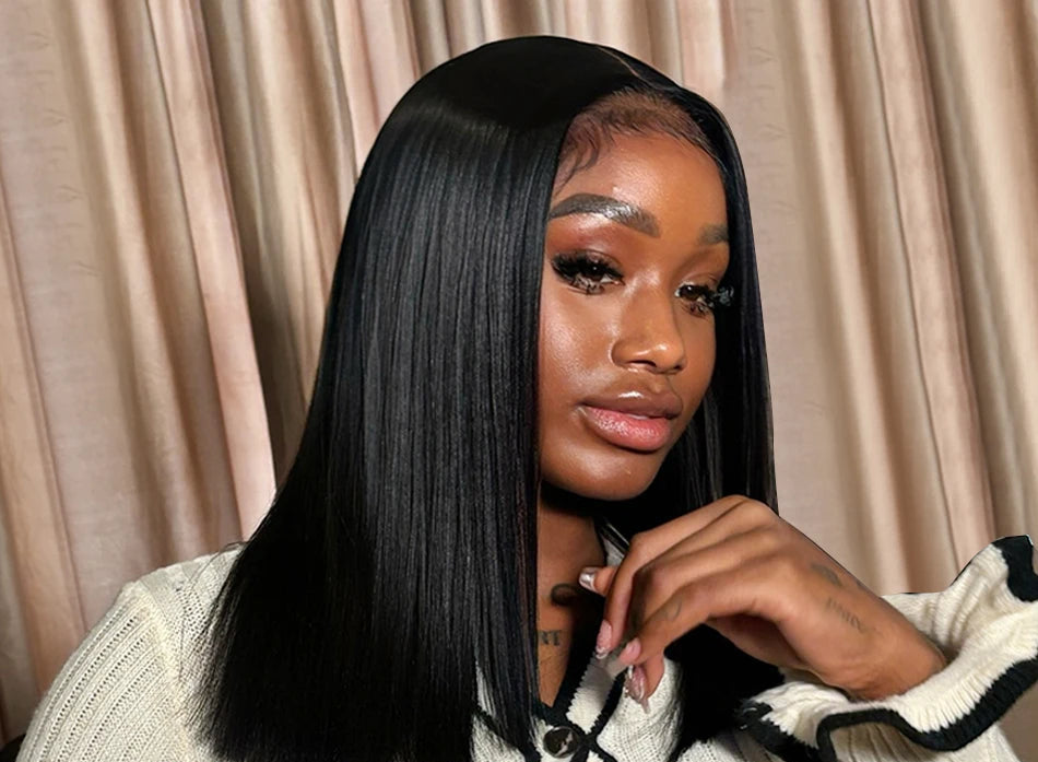 Straight Lace Front Wig – Short Length (4-16 Inch), Transparent Swiss Lace, 100% Human Hair