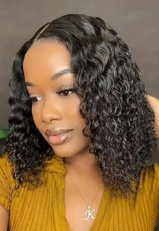 Deep Wave Vietnamese Human Hair Lace Front Wig – 4x4/13x4 Frontal, Short Length