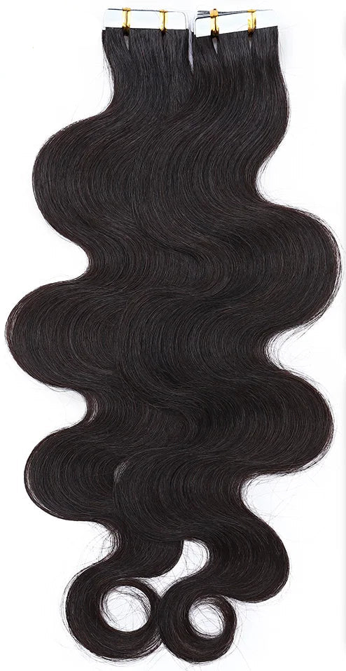 Premium Tape In Hair Extensions – 100% Human Hair, Wavy, Ombre & Piano Colors, 12" to 24", Reusable, Length & Volume Enhancement, Dyeable & Permed