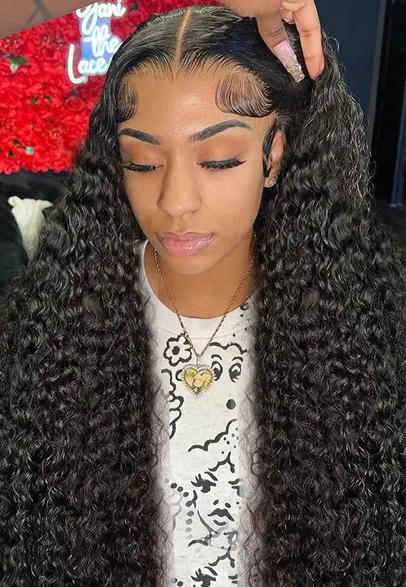 Curly Lace Front Wig – 13x4/13x6, Natural Off Black, Hair, Luxurious Full Volume