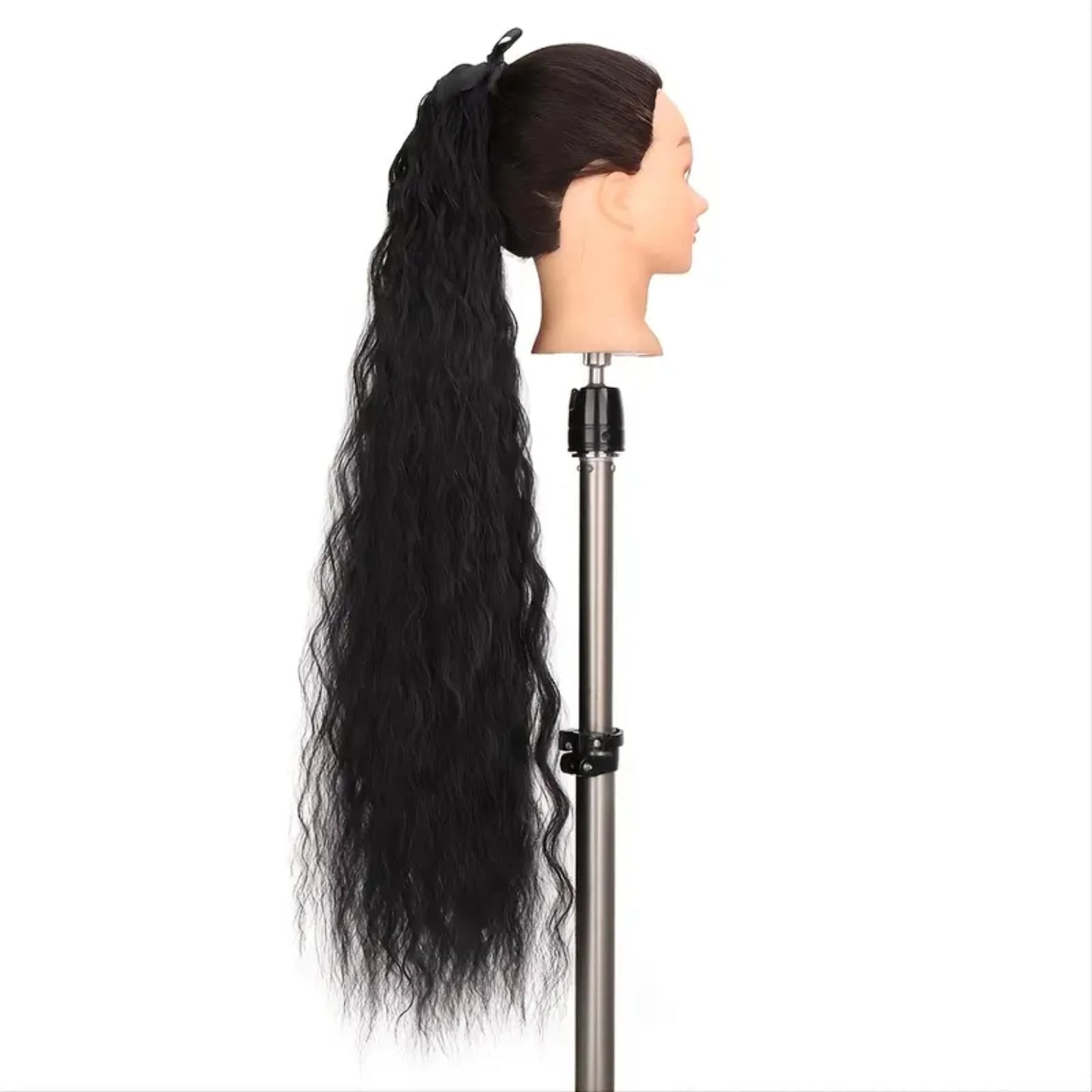 31-Inch Long Wavy Black Brown Clip-On Hair Extensions Ponytail – Glamorous Synthetic Hairpiece for Instant Volume & Length