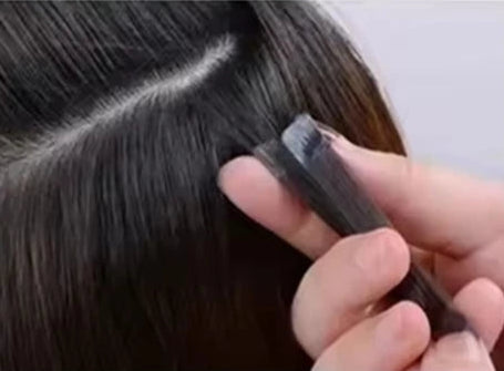 Mini Tape Hair Extensions – 100% Natural Human Hair, Straight Adhesive Extensions for Seamless Volume
