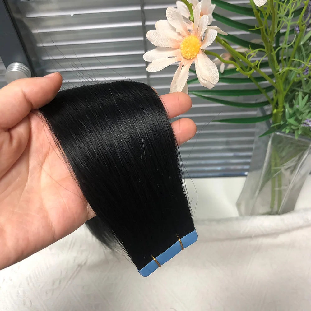 Premium Straight Waterproof Tape-In Hair Extensions – 100% Human Hair for Volume & Length