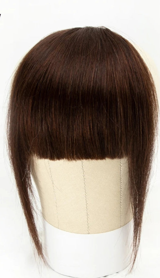 Isheeny 100% Natural Human Hair Clip-In Blunt Cut Bangs – Lightweight Fringe Extensions