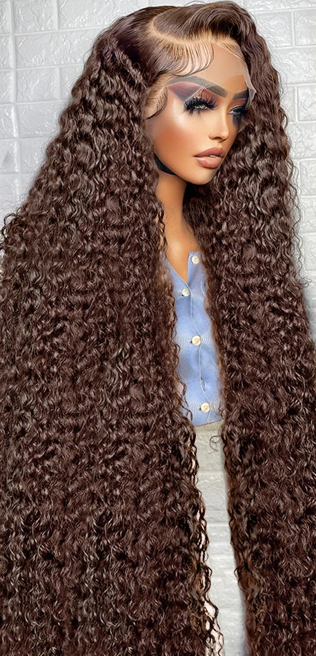 26+ Inch Curly Human Hair Lace Front Wig – 13x4 Lace, Transparent Swiss Lace