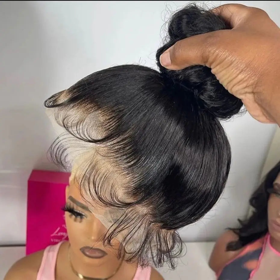 Long Straight Human Hair Lace Wig – 26+ Inches, Hair, Transparent Swiss Lace, Multiple Lace Sizes