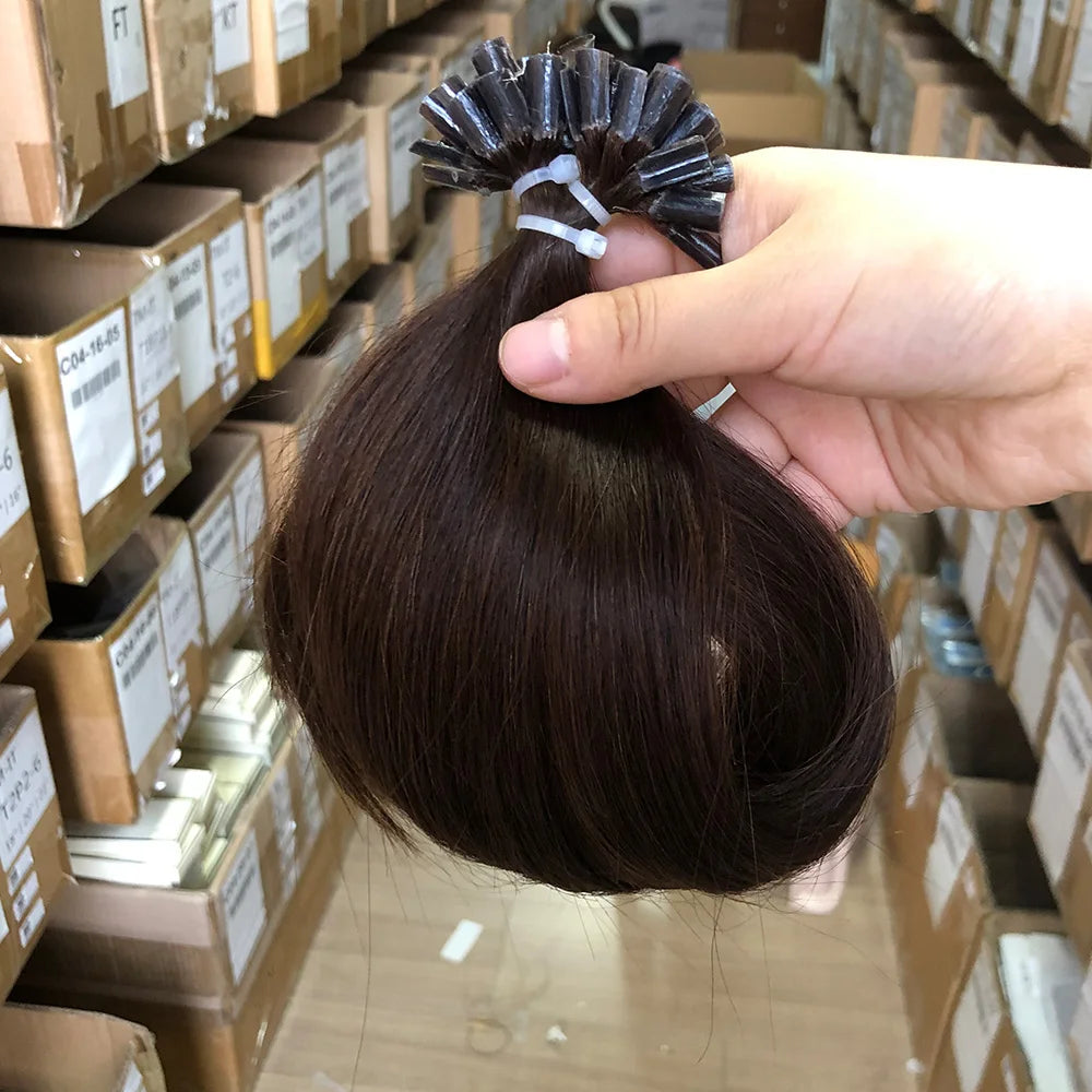 Straight I-Tip Hair Extensions – Lightweight 0.6g/Strand, 100% Human Hair for Seamless Volume