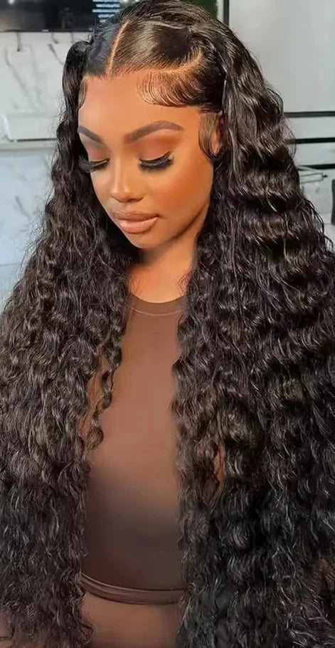 Deep Wave Lace Front Wig – Hair, Transparent Swiss Lace, 100% Human Hair