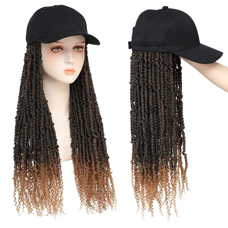 14-22 Inch Baseball Cap Wig with Passion Twist Braids – Stylish, Heat-Resistant Crochet Wig for Daily Wear