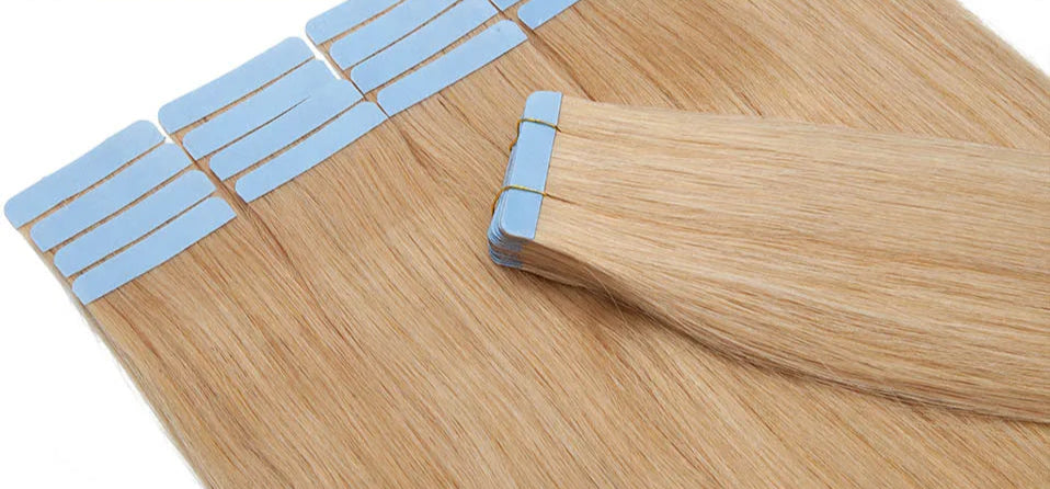 Luxury Tape In Hair Extensions – 100% Real Human Hair, Straight Texture, Black/Brown/Blonde, 16"-24", Thick & Seamless for Volume and Length
