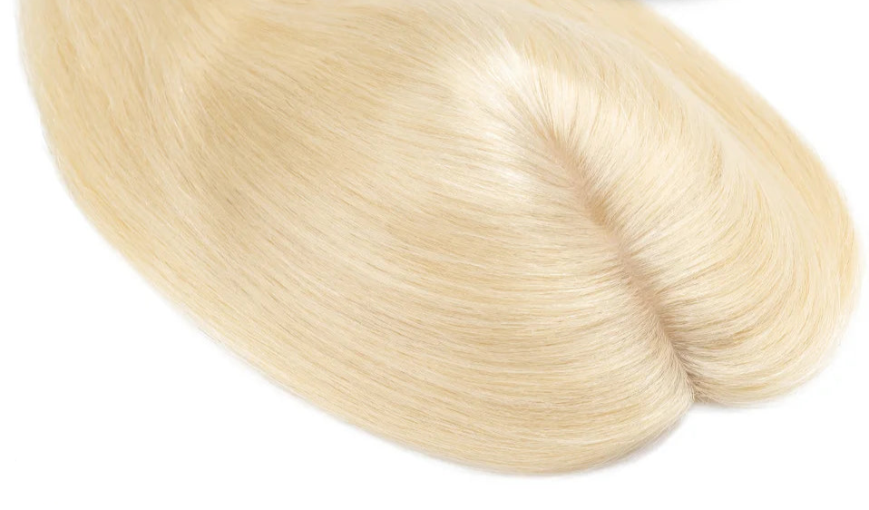 100% Human Hair Topper with Silk Base – Natural Hairline, Tangle-Free, Lightweight & Durable