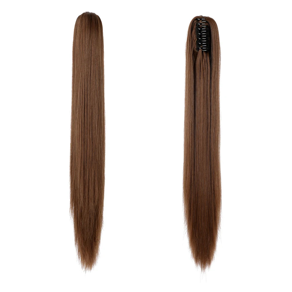 Kinky Straight Clip-In Hair Extension – High-Temperature Fiber, Pure Color, 140g