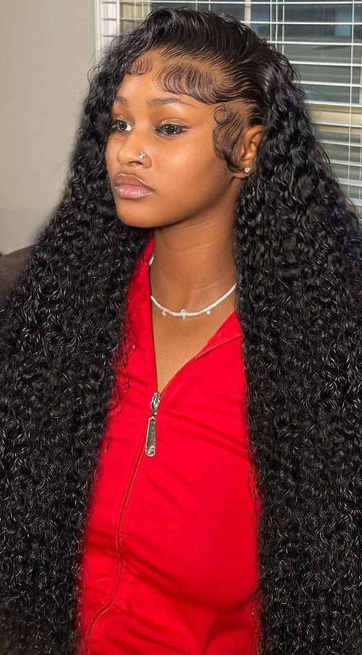 Luxury 26-Inch Deep Wave Lace Front Wig – Transparent Lace, Chemical-Free, Natural Look