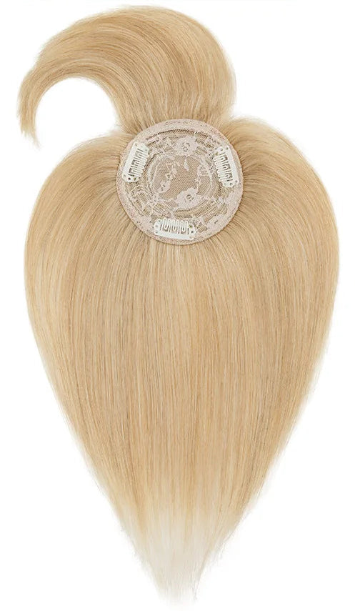 Premium Human Hair Topper with Bangs – 100% Real Hair, Straight, Natural Hairline