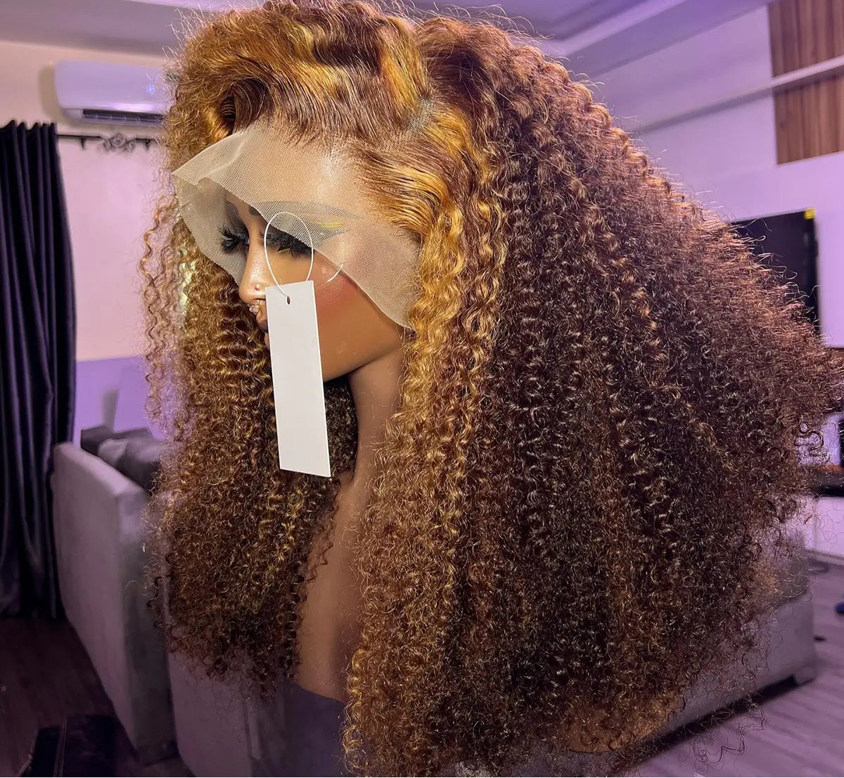 Kinky Curly Lace Front Wig – 100% Hair, Pre-Plucked, HD Lace, Highlight P4/30, 18-24 Inch