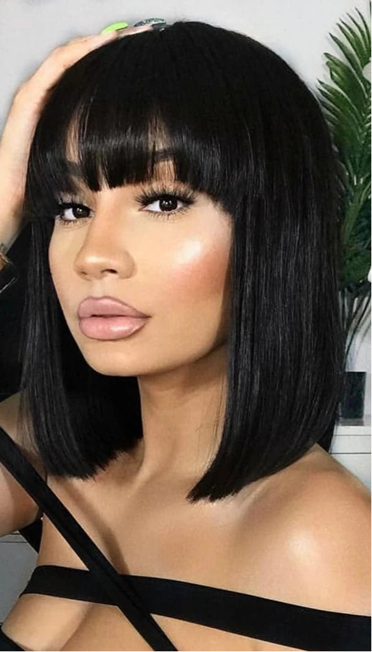 Premium Straight Hair Wig – Natural & Chemical-Free, Average Cap Size