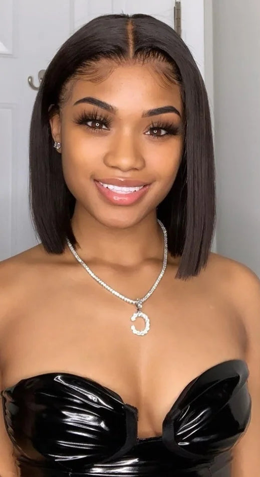 Short Straight Lace Wig – Light Brown Swiss Lace Frontal Wig