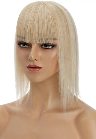 Human Hair Topper with Bangs – Silk Base, 100% Real Hair, Multiple Colors & Lengths