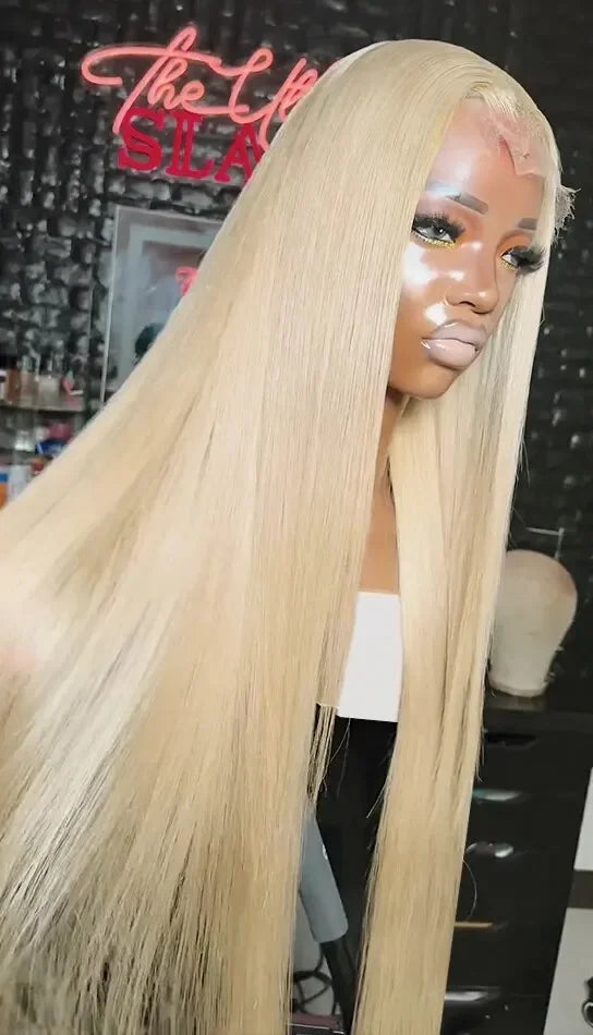 Premium Straight Lace Front Wig – 26+ Inch Long, Transparent Swiss Lace, Natural Look, Suitable for Darker Dye Colors