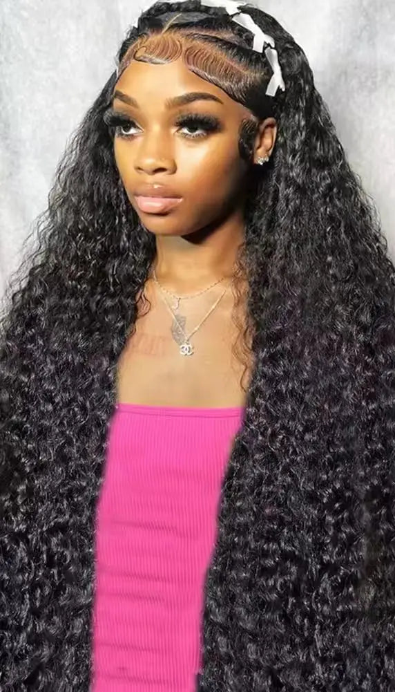 32-Inch Deep Wave Indian Lace Front Wig – Transparent HD Lace, 13x6, 13x4, and 4x4 Options